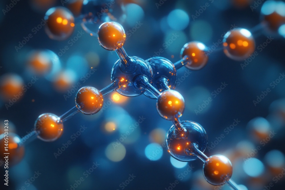 Aufkleber vibrant and interconnected molecular structures feature a blend of atoms illustrating complex chemic