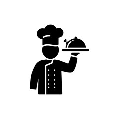 Chef Holding Platter Representing Restaurant Food Delivery