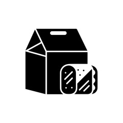 Delivery box with a wrapped sandwich inside representing packed lunch