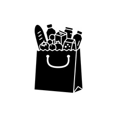 Grocery Bag with Food Items Representing Food Delivery Service for Groceries