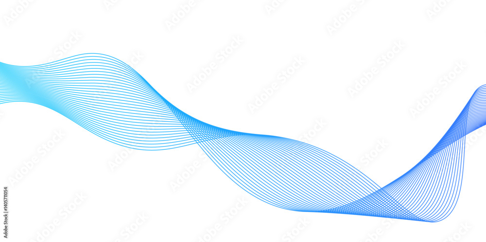 Poster modern cover design with blue wave lines on white background.thin line wavy abstract vector backgrou