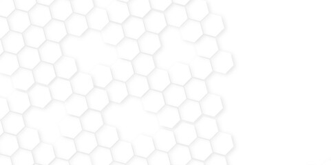 Abstract hexagon background,Minimal white hexagonal hexagon modern technology,abstract geometric science and mosaic tile with template texture background.white and gray hexagon honeycomb geometric cop