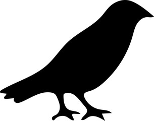 Silhouette of a crow sitting on a branch in a simple vector style