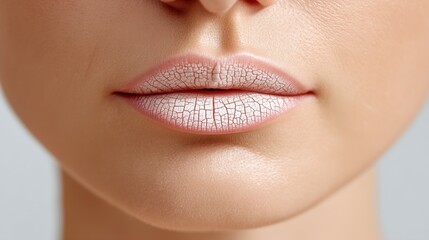 Obraz premium Close-Up View of Cracked Dry Lips on Smooth Skin Surface