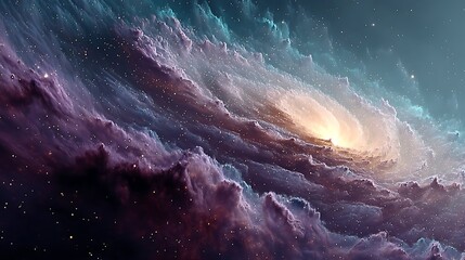 Fototapeta premium A swirling nebula of cosmic dust and light displays stellar formation.
