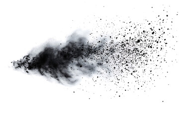 Black charcoal dust, gunpowder isolated on PNG background and texture, top view 