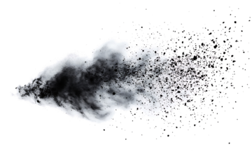 Black charcoal dust, gunpowder isolated on PNG background and texture, top view 
