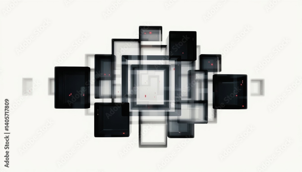 Poster dynamic abstract shapes composition digital art studio graphic design minimalist environment aerial 