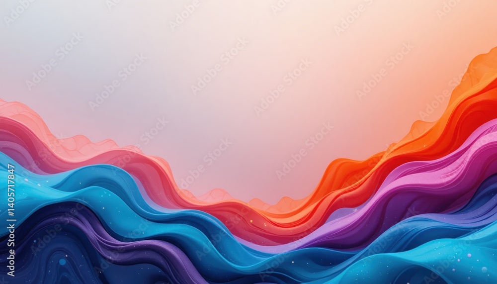 Aufkleber vibrant waves of color flowing together abstract art display digital artwork calm environment close-