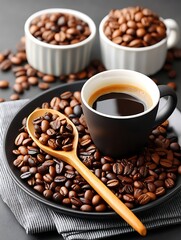 Fototapeta premium Coffee Beans & Espresso Shot