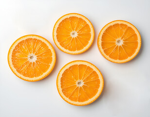 Fototapeta premium Orange slices on a white background showing fresh and juicy citrus fruit