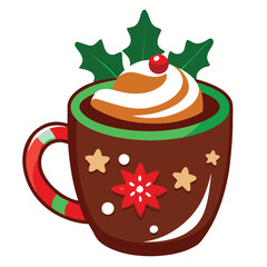 Christmas hot cocoa clipart on white background 