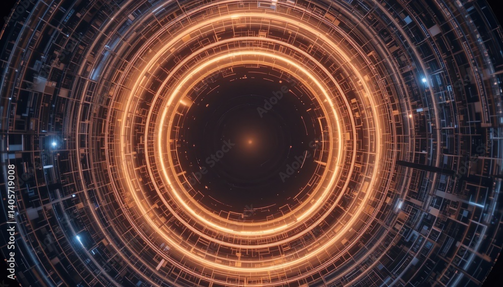 Poster dynamic energy rings abstract visuals digital art futuristic environment close-up view conceptual re