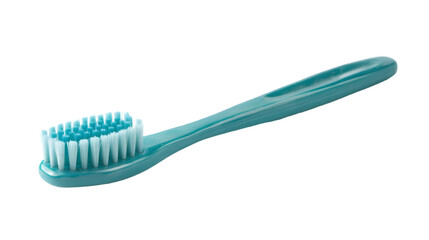 Isolated Teal Toothbrush Photo on Transparent Background for Dental Health