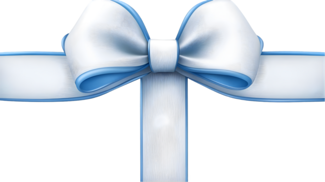 Isolated White And Blue Ribbon Bow On A Transparent Background Illustration