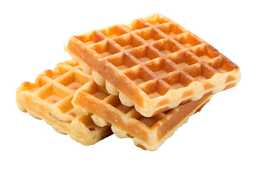 Delicious Belgian Waffle with Powdered Sugar and Caramel Syrup Drizzle.