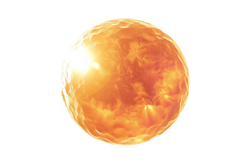 Burning orb with a fiery texture and radiant light emanating from within, isolated on a transparent background