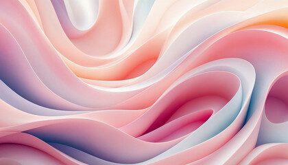 Colorful abstract waves create a soothing visual experience with gentle curves and soft gradients in a harmonious blend of pastel hues