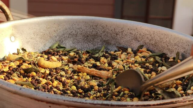 Spices on solid background