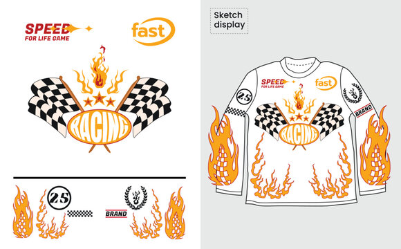Streetwear Racing Typography for TShirt Print Design Urban Style Graphic Vector