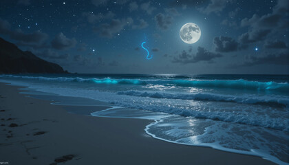 Fototapeta premium full moon over the sea