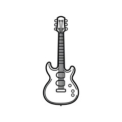 Naklejka premium Isolated Electric Guitar Outline Design on Transparent Background, Instrument