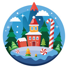 Obraz premium Christmas North Pole clipart on white background 