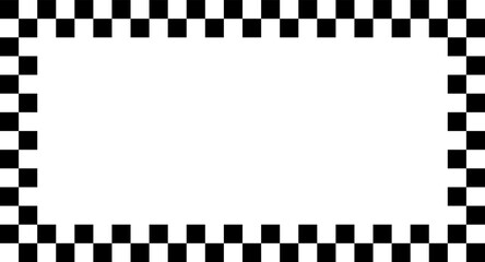 Black and white checkerboard frame isolated. Checkered pattern. Banner seamless chessboard, checkerboard texture. Wide checker background. Square checker texture