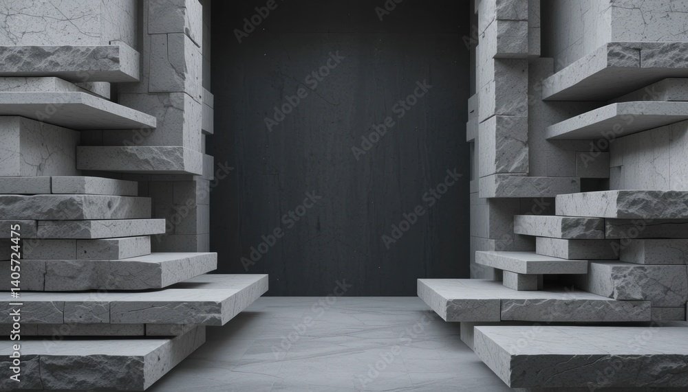 Poster dynamic architectural composition abstract environment digital art scene modern design minimalist vi