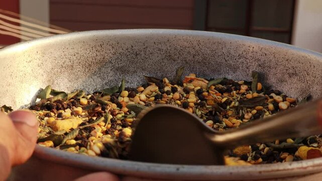 Spices on solid background