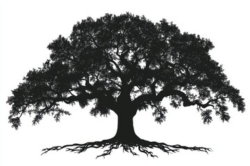 Majestic silhouette of a large tree