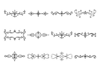 Unique floral divider terms element set of general and specific on white background