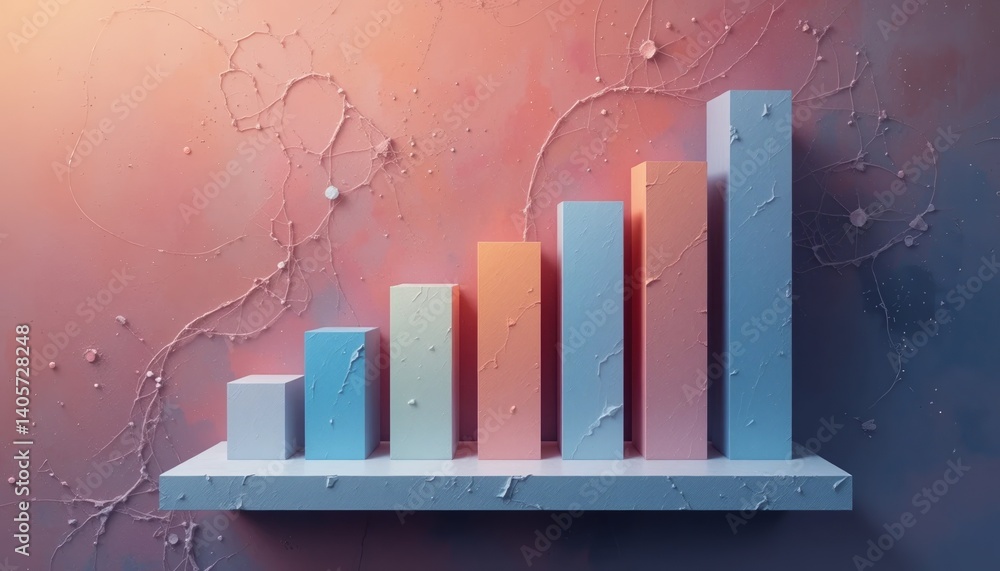 Poster analyzing growth trends in business metrics a visual representation of bar graphs on a textured back