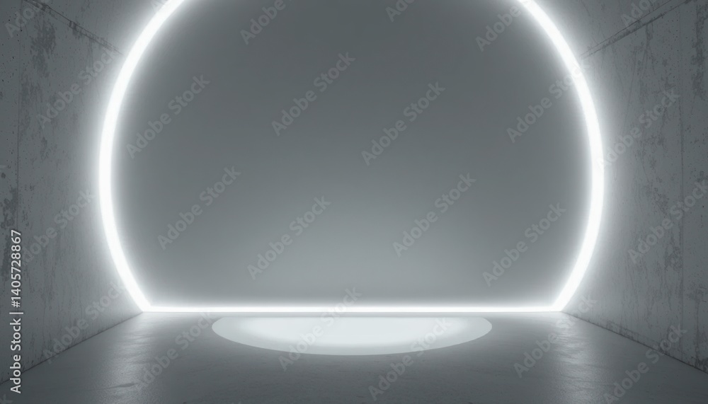 Poster illuminated minimalist space design modern architecture studio digital art installation contemporary