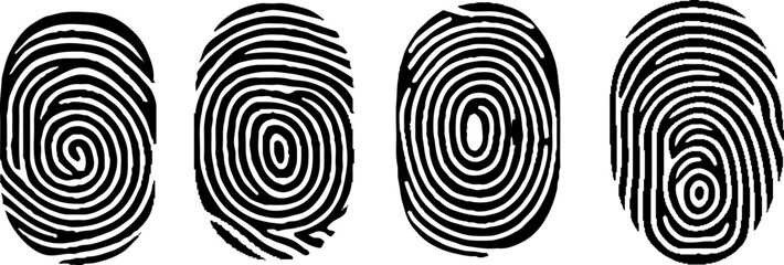 Fingerprint vector icon set. Personal id identity. Press finger, scan for safety. 