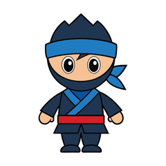 Obraz premium Cute Kid Ninja Pose Vector Icon Illustration