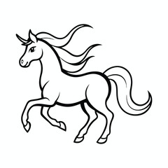magical cute unicorn line art vector outline and drawing for children to learn to color according to the picture