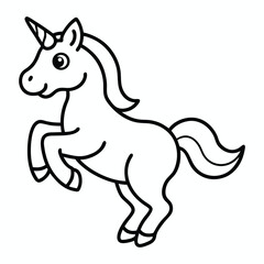 magical cute unicorn line art vector outline and drawing for children to learn to color according to the picture