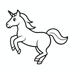 magical cute unicorn line art vector outline and drawing for children to learn to color according to the picture