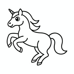 magical cute unicorn line art vector outline and drawing for children to learn to color according to the picture