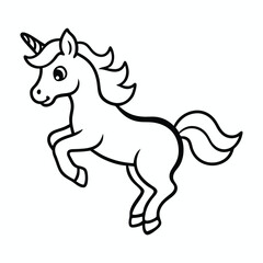 magical cute unicorn line art vector outline and drawing for children to learn to color according to the picture