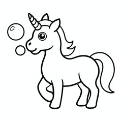 Beautiful unicorn cartoon vector coloring book and Magical Fantasy Animal Illustration