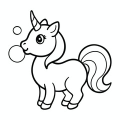 Beautiful unicorn cartoon vector coloring book and Magical Fantasy Animal Illustration