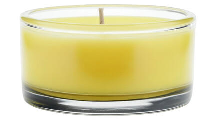 Isolated Yellow Candle In A Glass Holder On Transparent Background