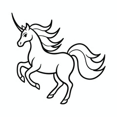 Beautiful unicorn cartoon vector coloring book and Magical Fantasy Animal Illustration