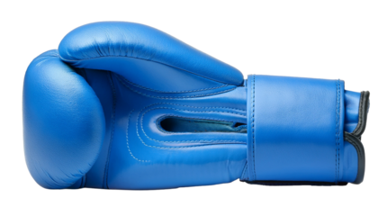 Blue boxing glove on white background 