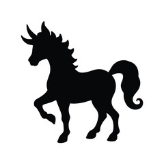 simple cartoon Unicorn Silhouette vector for coloring book illustration