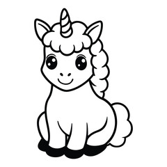 Modern Unicorn Icon Fantasy Horse Line Art Vector Illustration