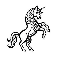 Modern Unicorn Icon Fantasy Horse Line Art Vector Illustration