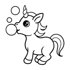 Modern Unicorn Icon Fantasy Horse Line Art Vector Illustration